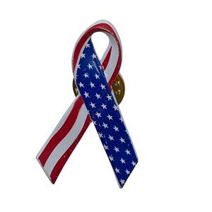 Patriotic American Flag Ribbon Pin Brooch A1